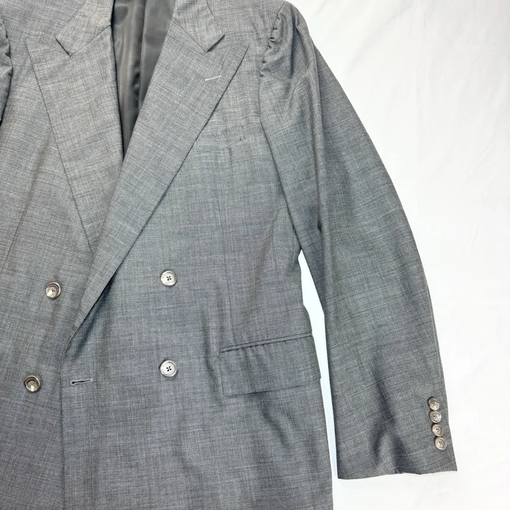 Vtg Polo Ralph Lauren Suit Jacket 42XL Relaxed Fit Double Breasted Wool 90s Gray